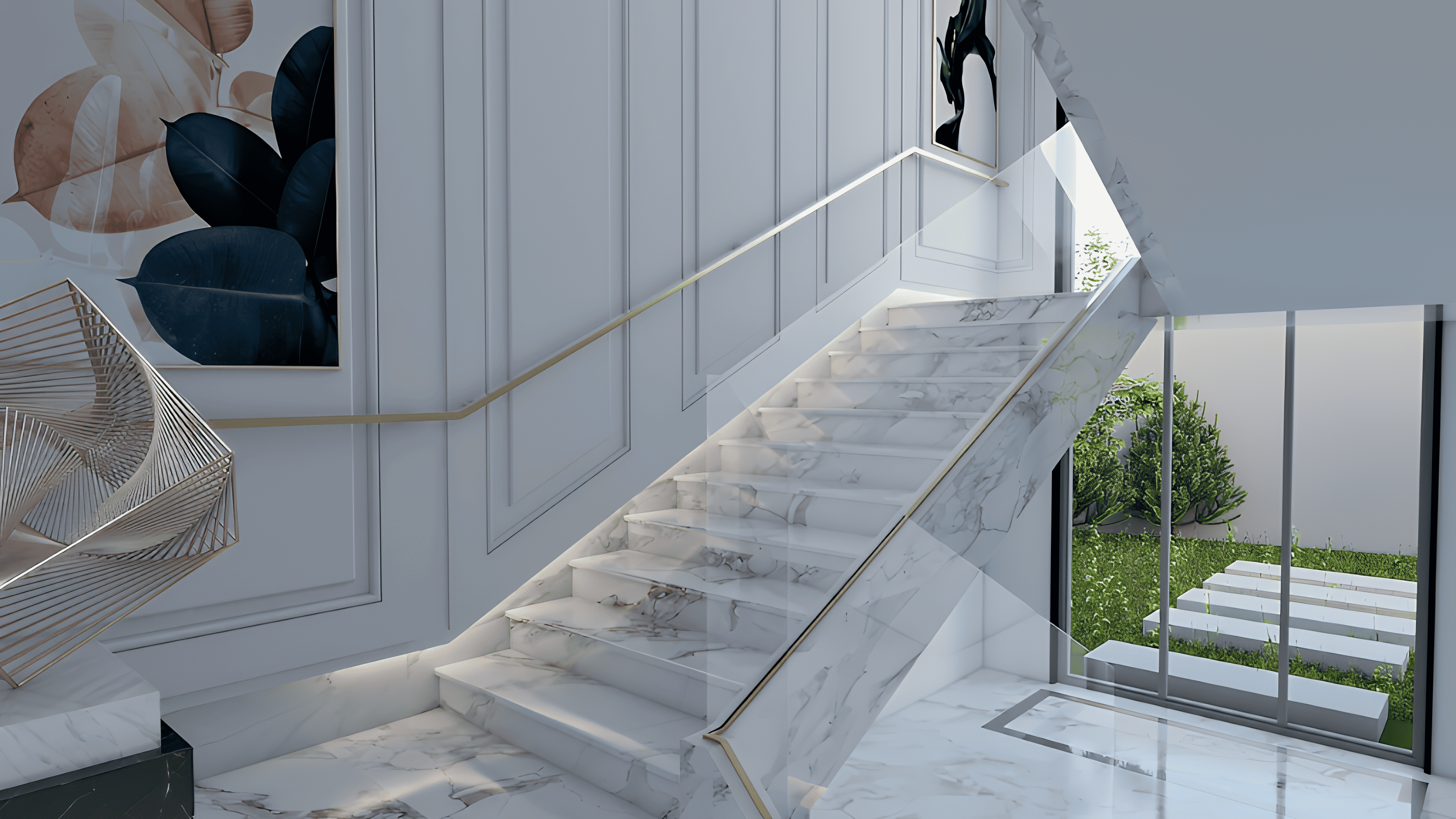 LUDICO marble staircase with sculptural detailing